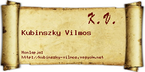 Kubinszky Vilmos névjegykártya